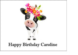Cow Edible Icing Cake Topper or Ribbon
