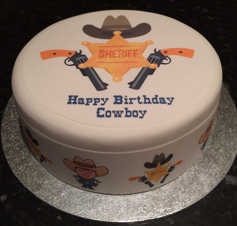 Cowboy Sheriff Badge Edible Icing Cake Topper or Ribbon