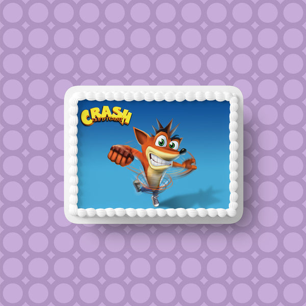 Crash Bandicoot 01 Edible Icing Cake Topper or Ribbon