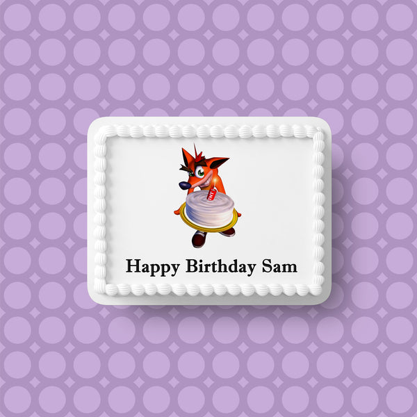 Crash Bandicoot 02 Edible Icing Cake Topper or Ribbon