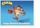 Crash Bandicoot 01 Edible Icing Cake Topper or Ribbon