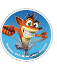 Crash Bandicoot 01 Edible Icing Cake Topper or Ribbon