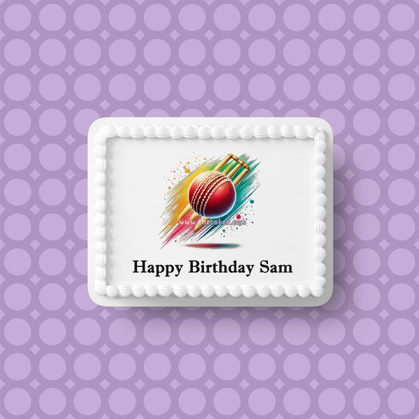 Cricket 06 Edible Icing Cake Topper or Ribbon