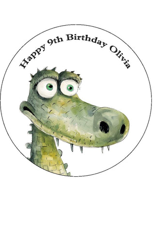 Crocodile Edible Icing Cake Topper or Ribbon