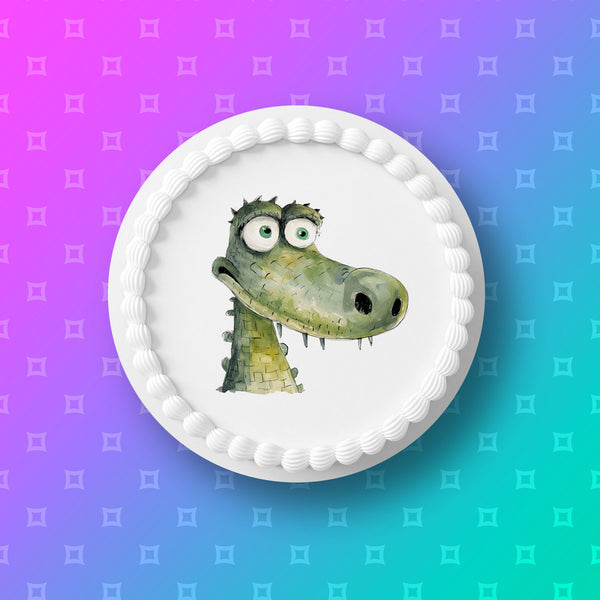 Crocodile Edible Icing Cake Topper or Ribbon