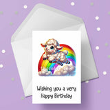 Cute Cartoon Sheep / Lamb 01 Birthday Card
