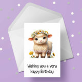 Cute Cartoon Sheep / Lamb 03 Birthday Card