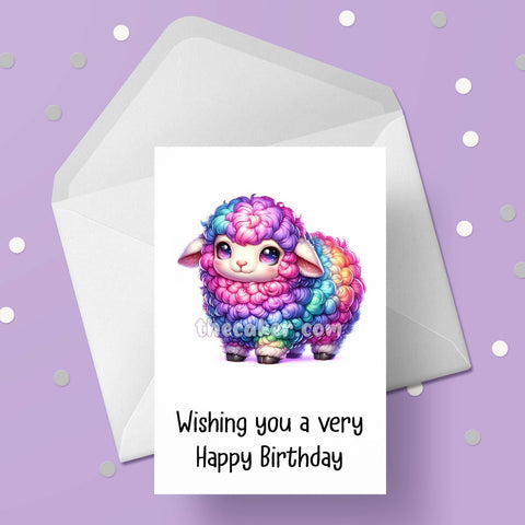 Cute Cartoon Sheep / Lamb 06 Birthday Card