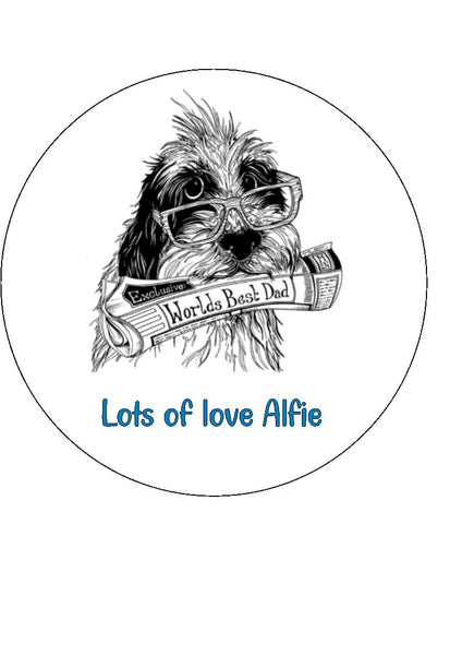 Dog Dad Edible Icing Cake Topper or Ribbon
