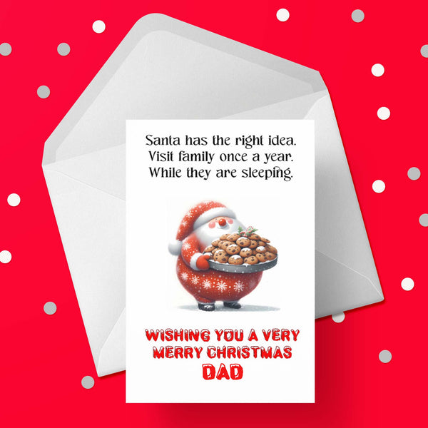 Christmas card for Dad - Funny Santa & Family