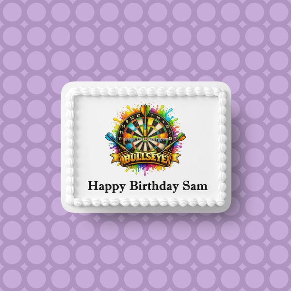 Dartboard Darts 03 Edible Icing Cake Topper or Ribbon