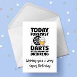 Dartboard Darts 07 Birthday Card