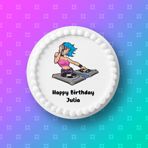 Music Decks DJ Edible Icing Cake Topper 02 - Female DJ