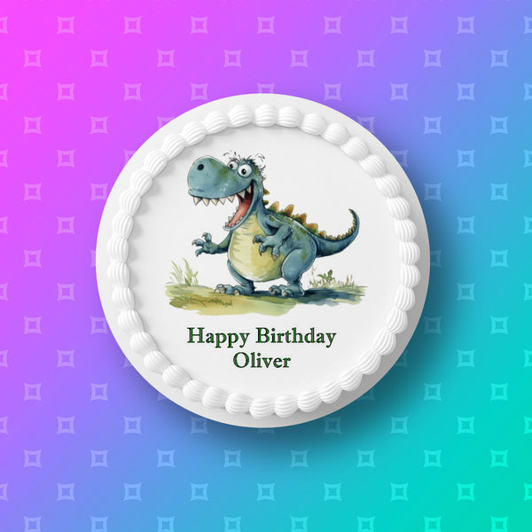 Dinosaur 07 Edible Icing Cake Topper or Ribbon