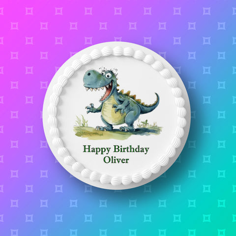 Dinosaur 07 Edible Icing Cake Topper or Ribbon