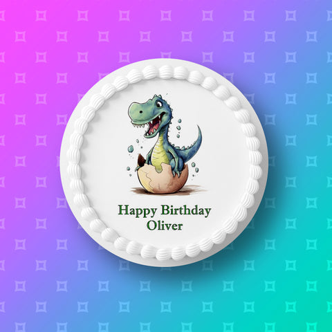 Dinosaur 06 Edible Icing Cake Topper or Ribbon