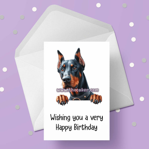 Doberman Pinscher Dog Birthday Card 01