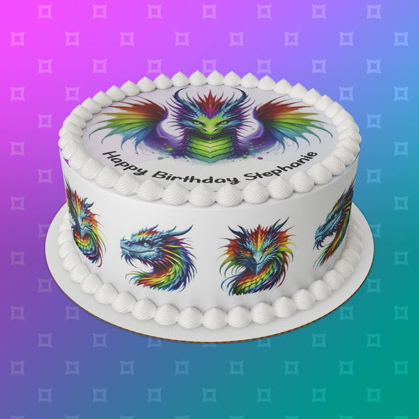 Dragon 02 Edible Icing Cake Topper or Ribbon