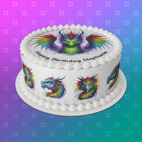 Dragon 02 Edible Icing Cake Topper or Ribbon