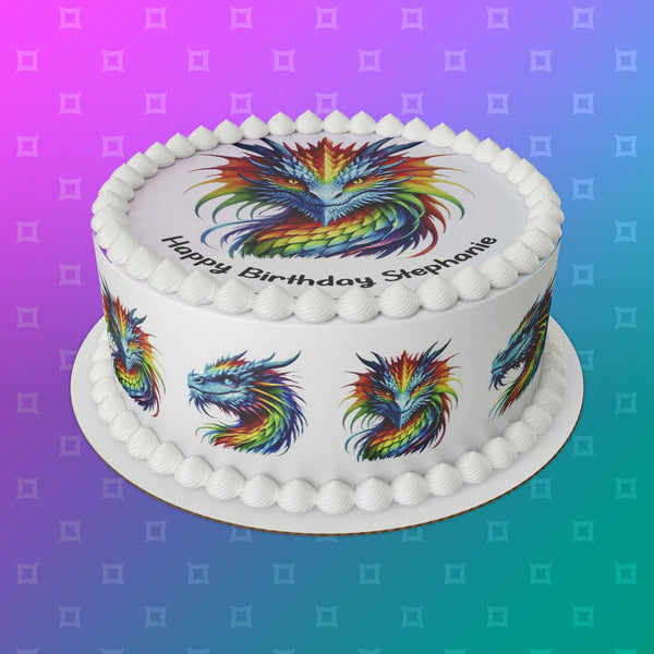 Dragon 05 Edible Icing Cake Topper or Ribbon