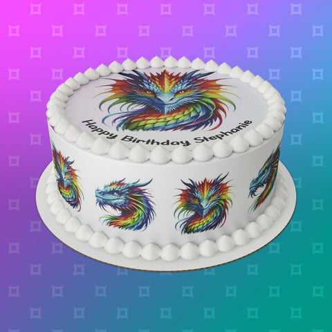 Dragon 05 Edible Icing Cake Topper or Ribbon