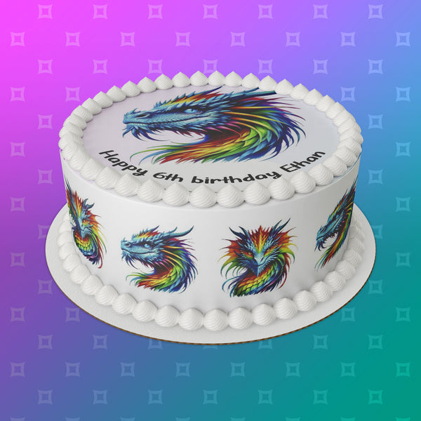 Dragon 03 Edible Icing Cake Topper or Ribbon