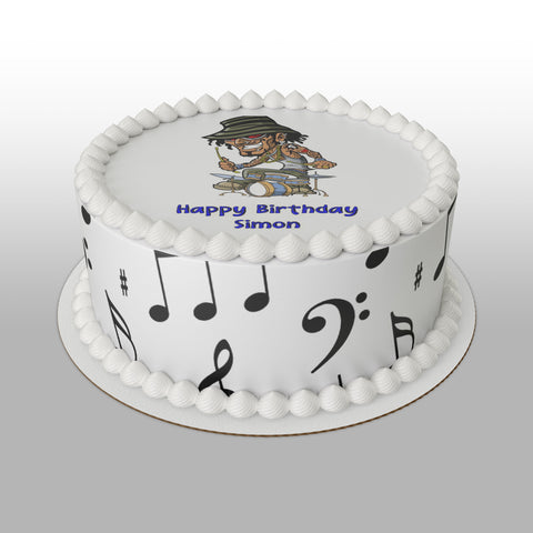 Drums 04 Edible Icing Cake Topper - Man & Drum Kit