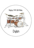 Drums 01 Edible Icing Cake Topper - Gold Drum Kit
