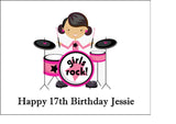Drums 02 Edible Icing Cake Topper - Girl Drummer