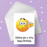 Emoji 03 Edible Icing Cake Topper or Ribbon - Smiley with Beer