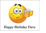 Emoji 03 Edible Icing Cake Topper or Ribbon - Smiley with Beer