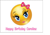 Emoji 12 Edible Icing Cake Topper - Cute Girl