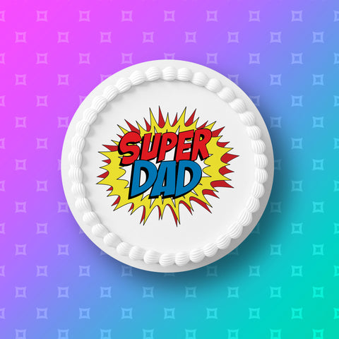 Father's Day Edible Icing Cake Topper 07 - Super Dad