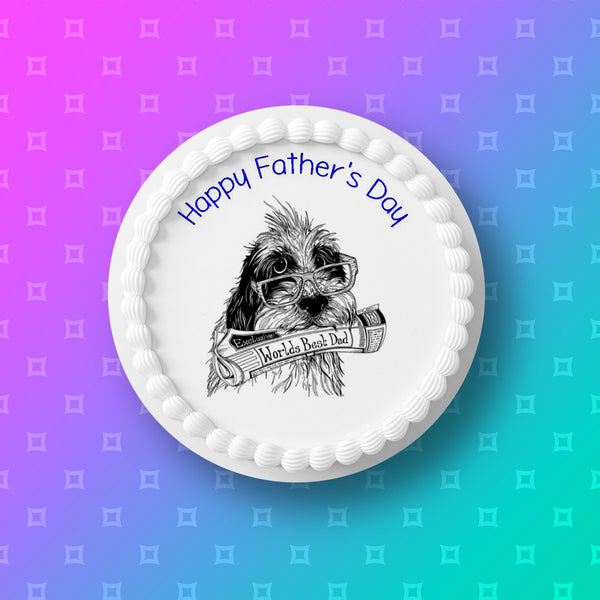 Father's Day Edible Icing Cake Topper 14 - Best Dog Dad