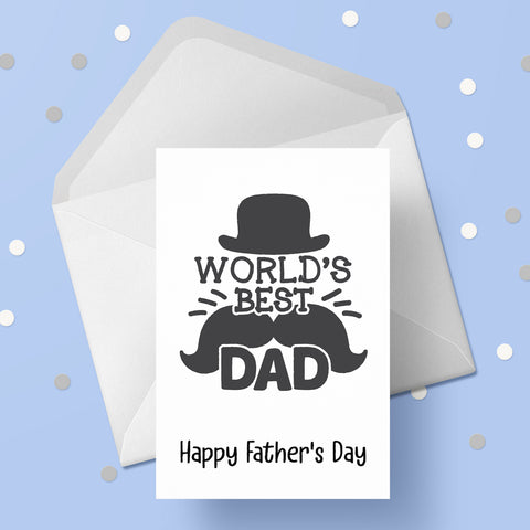 Father's Day Card 31 - World's Best Dad with Moustache