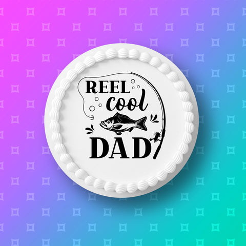 Father's Day Edible Icing Cake Topper 17 - Fishing Dad