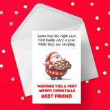 Christmas card for Best Friend - Funny Santa & Family