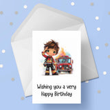 Fire Fighter Boy 01 Edible Icing Cake Topper or Ribbon