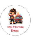 Fire Fighter Boy 01 Edible Icing Cake Topper or Ribbon