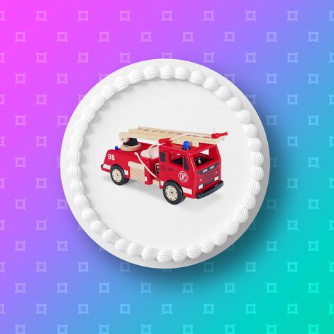 Fire Engine 02 Edible Icing Cake Topper or Ribbon