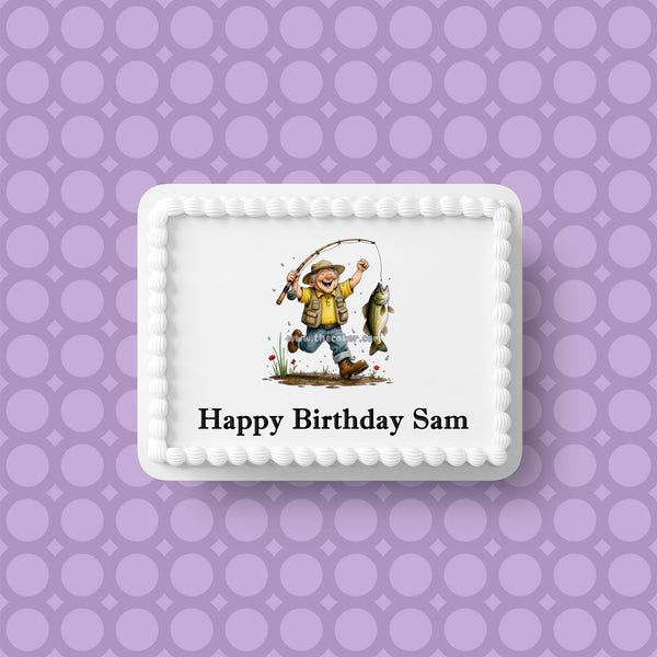 Fishing 06 Edible Icing Cake Topper or Ribbon