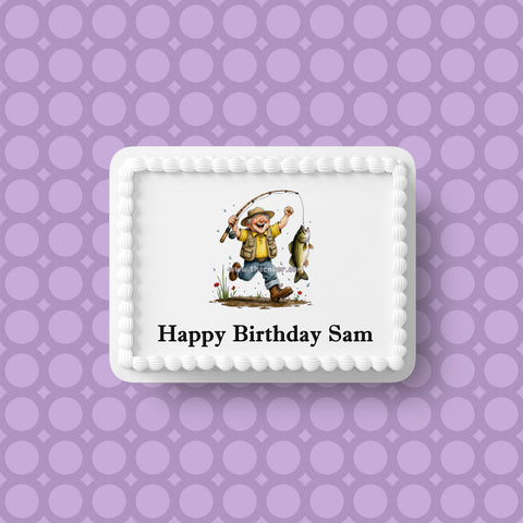 Fishing 06 Edible Icing Cake Topper or Ribbon