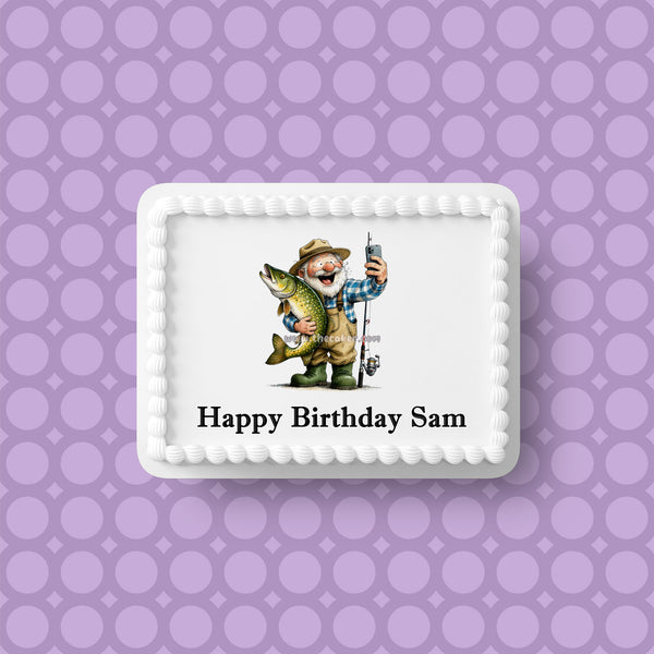 Fishing 07 Edible Icing Cake Topper or Ribbon
