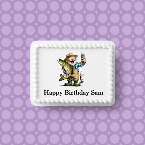Fishing 07 Edible Icing Cake Topper or Ribbon