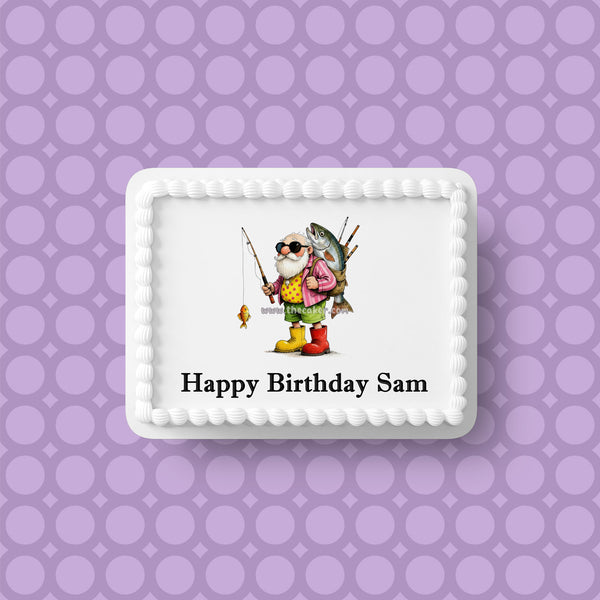 Fishing 08 Edible Icing Cake Topper or Ribbon