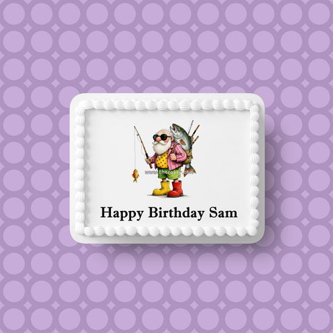 Fishing 08 Edible Icing Cake Topper or Ribbon
