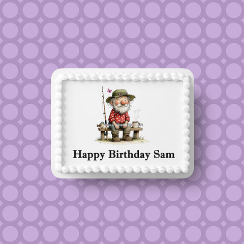 Fishing 09 Edible Icing Cake Topper or Ribbon