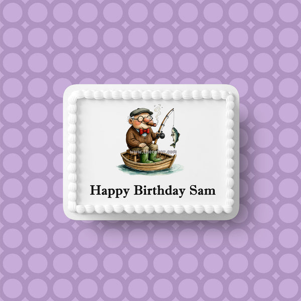 Fishing 10 Edible Icing Cake Topper or Ribbon