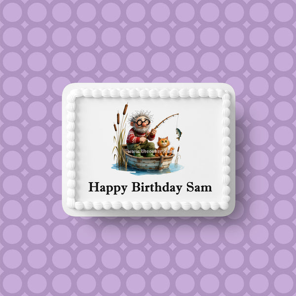 Fishing 12 Edible Icing Cake Topper or Ribbon
