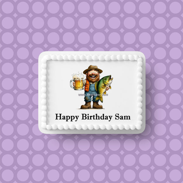 Fishing 05 Edible Icing Cake Topper or Ribbon